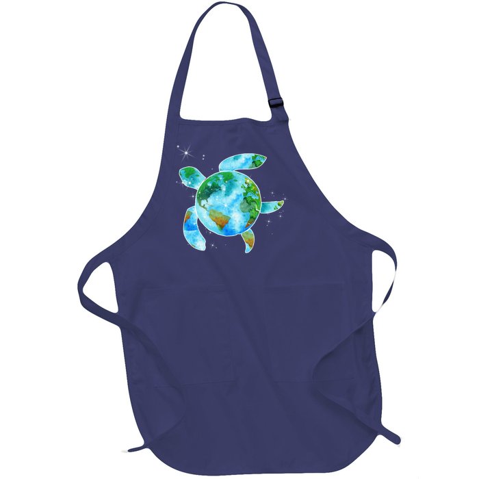 Restore Earth Sea Turtle Art Save The Planet Full-Length Apron With Pockets