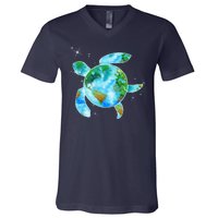 Restore Earth Sea Turtle Art Save The Planet V-Neck T-Shirt