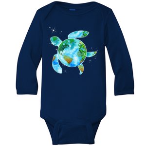 Restore Earth Sea Turtle Art Save The Planet Baby Long Sleeve Bodysuit