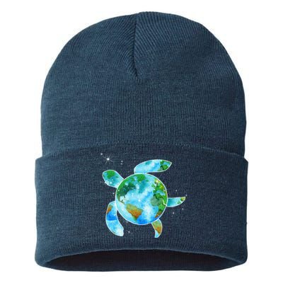 Restore Earth Sea Turtle Art Save The Planet Sustainable Knit Beanie