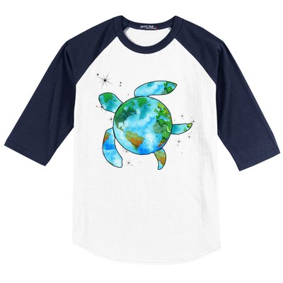 Restore Earth Sea Turtle Art Save The Planet Baseball Sleeve Shirt