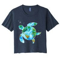 Restore Earth Sea Turtle Art Save The Planet Women's Crop Top Tee