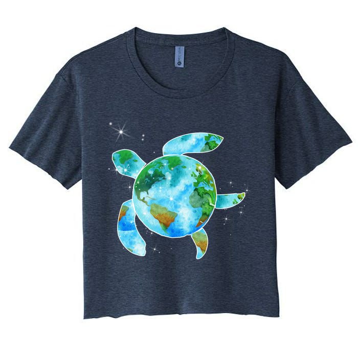 Restore Earth Sea Turtle Art Save The Planet Women's Crop Top Tee