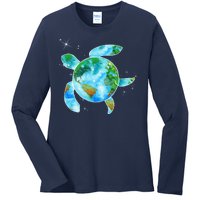 Restore Earth Sea Turtle Art Save The Planet Ladies Long Sleeve Shirt