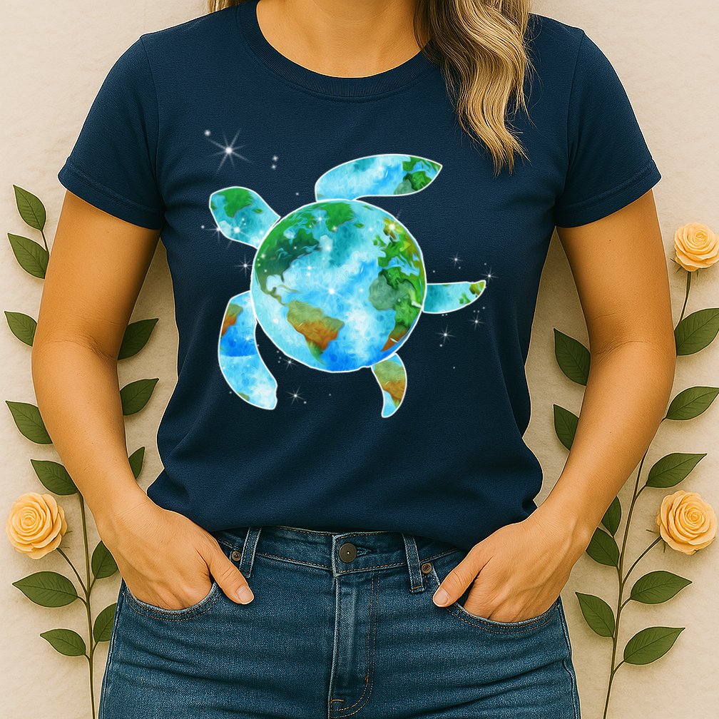 Restore Earth Sea Turtle Art Save The Planet Womens T-Shirt