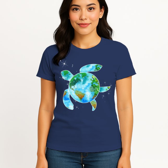 Restore Earth Sea Turtle Art Save The Planet Womens T-Shirt