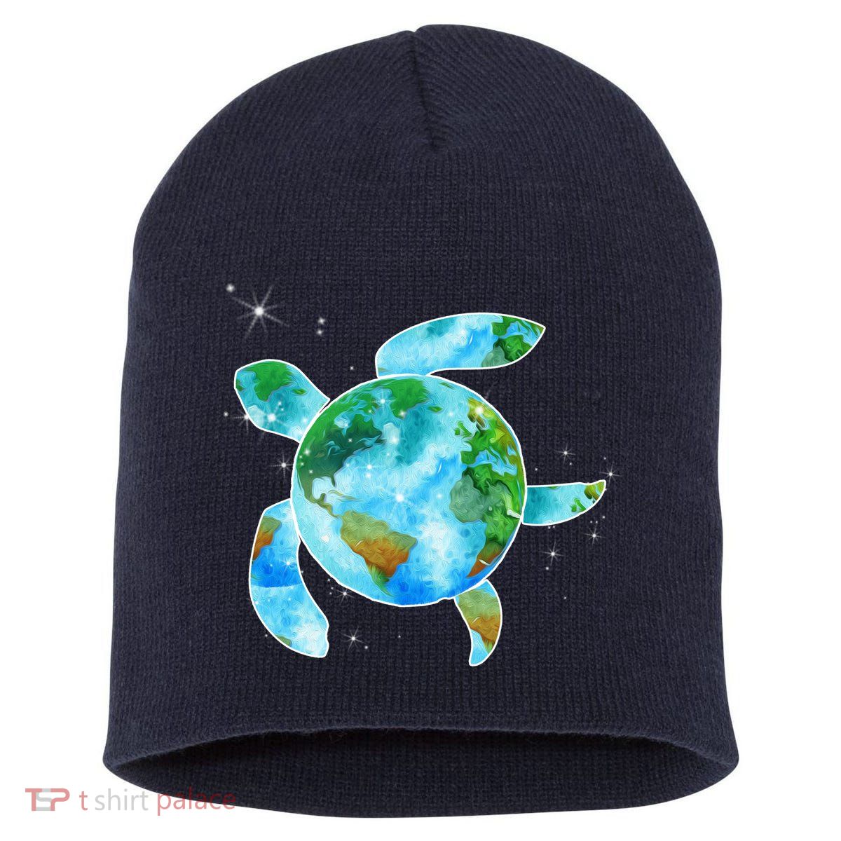Restore Earth Sea Turtle Art Save The Planet Short Acrylic Beanie