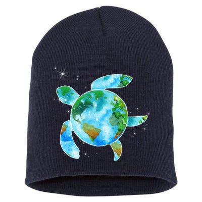 Restore Earth Sea Turtle Art Save The Planet Short Acrylic Beanie