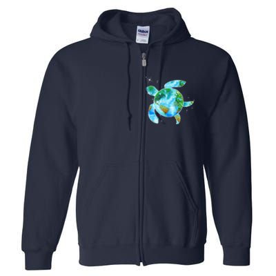 Restore Earth Sea Turtle Art Save The Planet Full Zip Hoodie