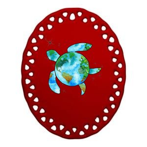 Restore Earth Sea Turtle Art Save The Planet Ceramic Oval Ornament