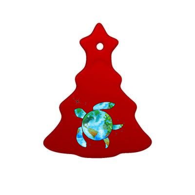 Restore Earth Sea Turtle Art Save The Planet Ceramic Tree Ornament