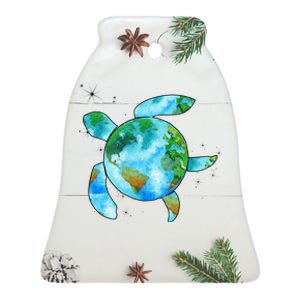 Restore Earth Sea Turtle Art Save The Planet Ceramic Bell Ornament