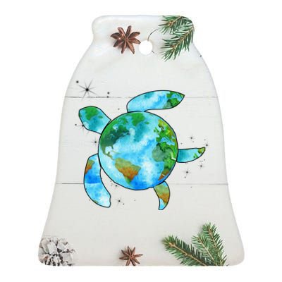 Restore Earth Sea Turtle Art Save The Planet Ceramic Bell Ornament