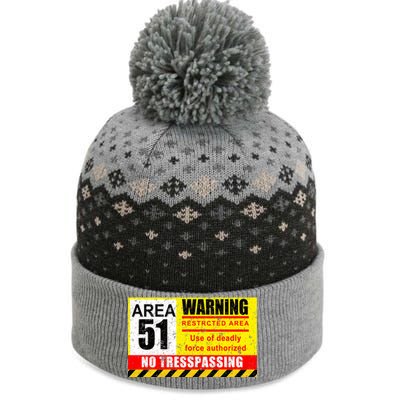 Restricted Area 51 No Trespassing Funny The Baniff Cuffed Pom Beanie