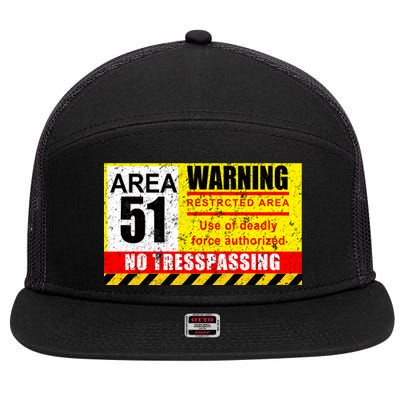 Restricted Area 51 No Trespassing Funny 7 Panel Mesh Trucker Snapback Hat