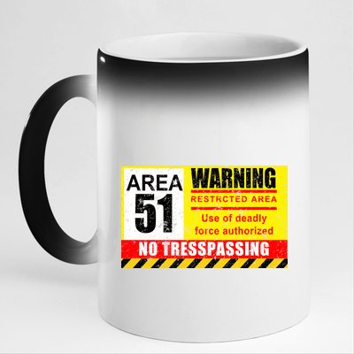 Restricted Area 51 No Trespassing Funny 11oz Black Color Changing Mug