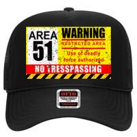 Restricted Area 51 No Trespassing Funny High Crown Mesh Back Trucker Hat