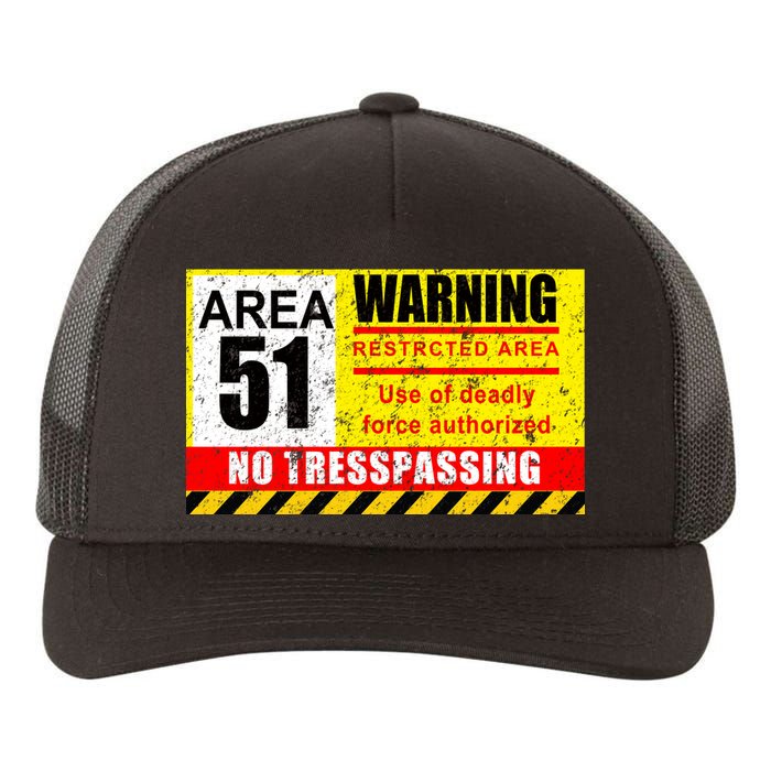 Restricted Area 51 No Trespassing Funny Yupoong Adult 5-Panel Trucker Hat