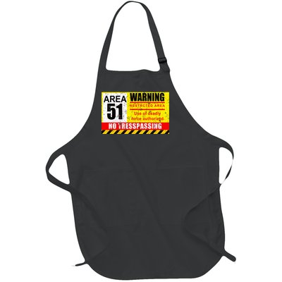 Restricted Area 51 No Trespassing Funny Full-Length Apron With Pockets