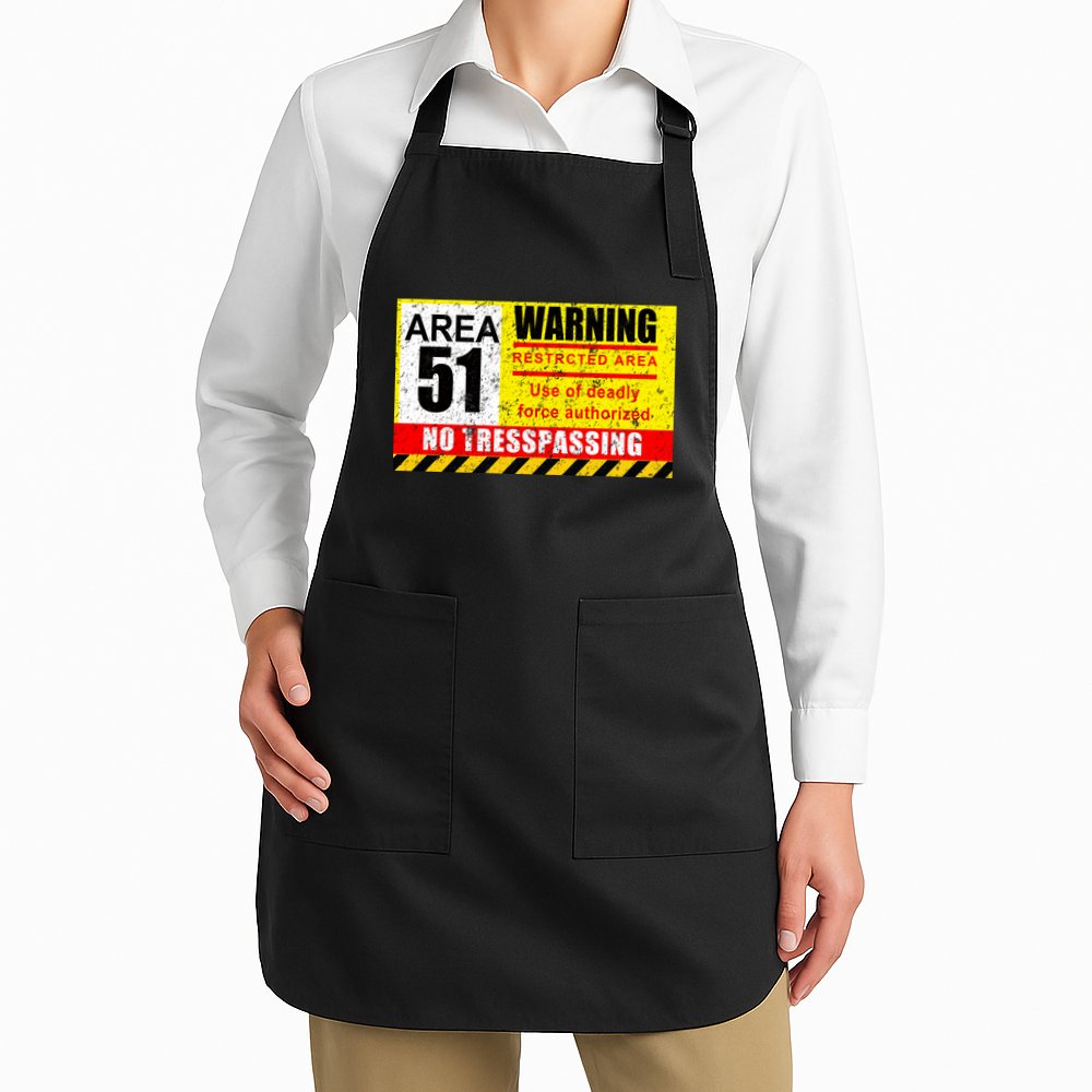 Restricted Area 51 No Trespassing Funny Apron