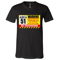 Restricted Area 51 No Trespassing Funny V-Neck T-Shirt