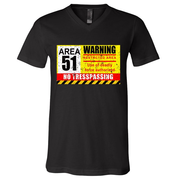 Restricted Area 51 No Trespassing Funny V-Neck T-Shirt