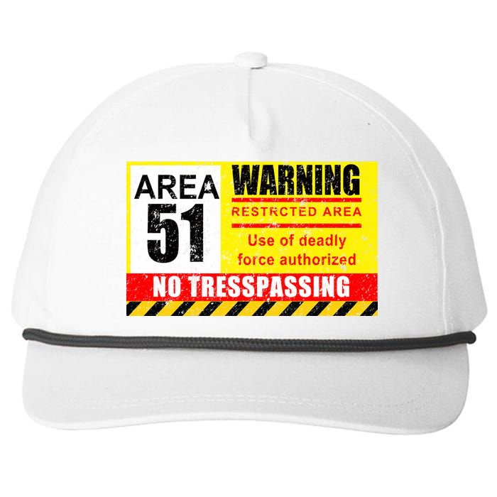 Restricted Area 51 No Trespassing Funny Snapback Five-Panel Rope Hat