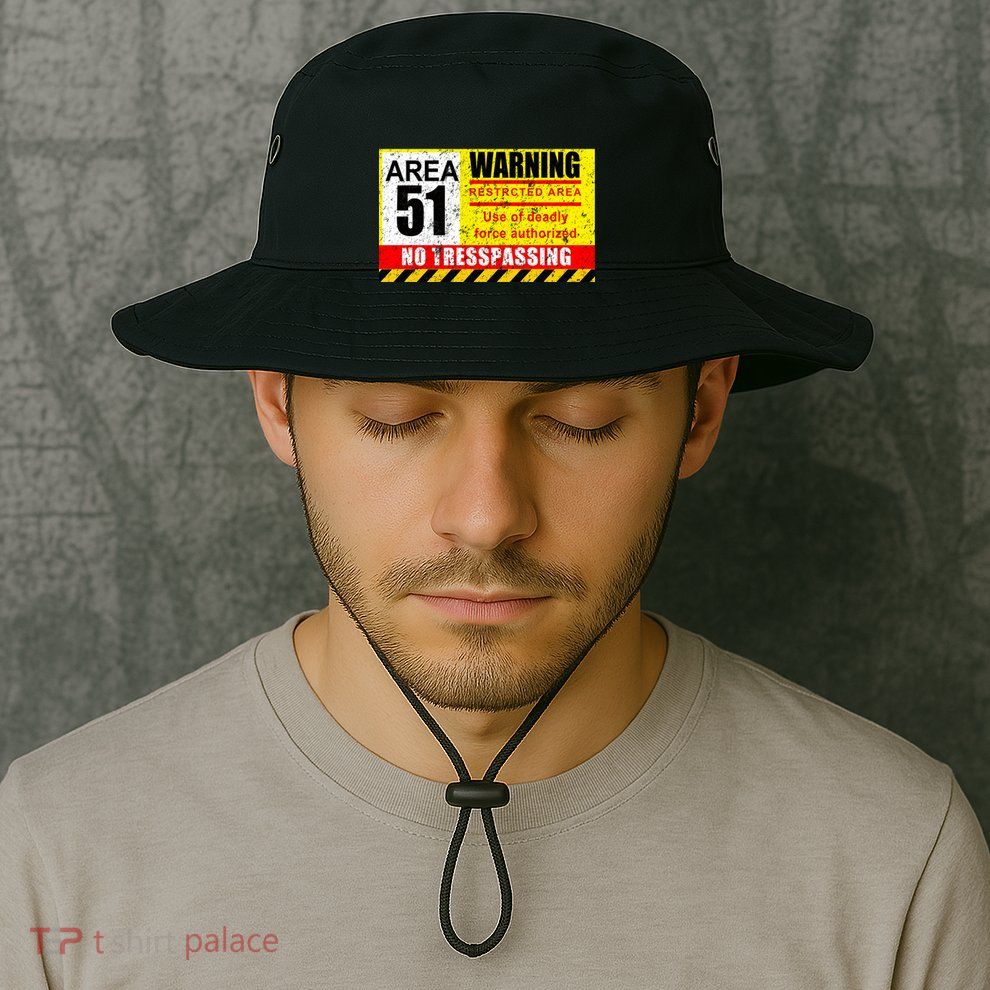 Restricted Area 51 No Trespassing Funny Bucket Hat