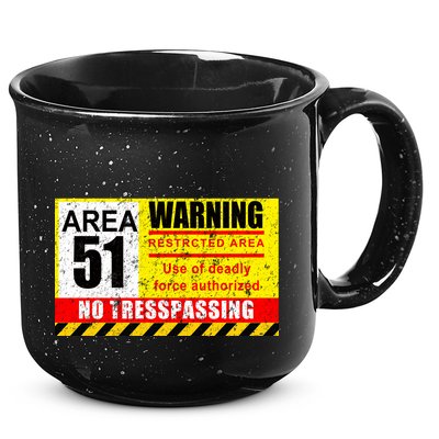 Restricted Area 51 No Trespassing Funny 15oz Campfire Ceramic Mug