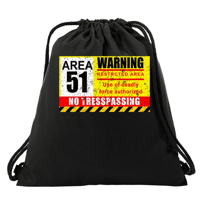 Restricted Area 51 No Trespassing Funny Drawstring Bag