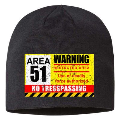 Restricted Area 51 No Trespassing Funny Sustainable Beanie