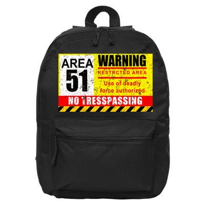 Restricted Area 51 No Trespassing Funny 16 in Basic Backpack