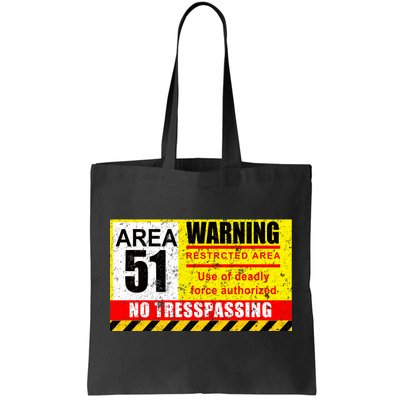 Restricted Area 51 No Trespassing Funny Tote Bag