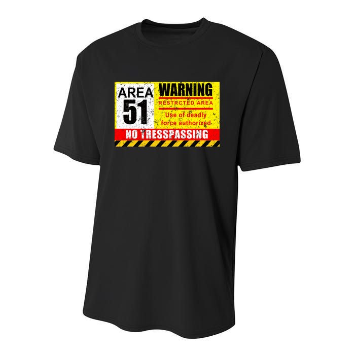 Restricted Area 51 No Trespassing Funny Youth Performance Sprint T-Shirt