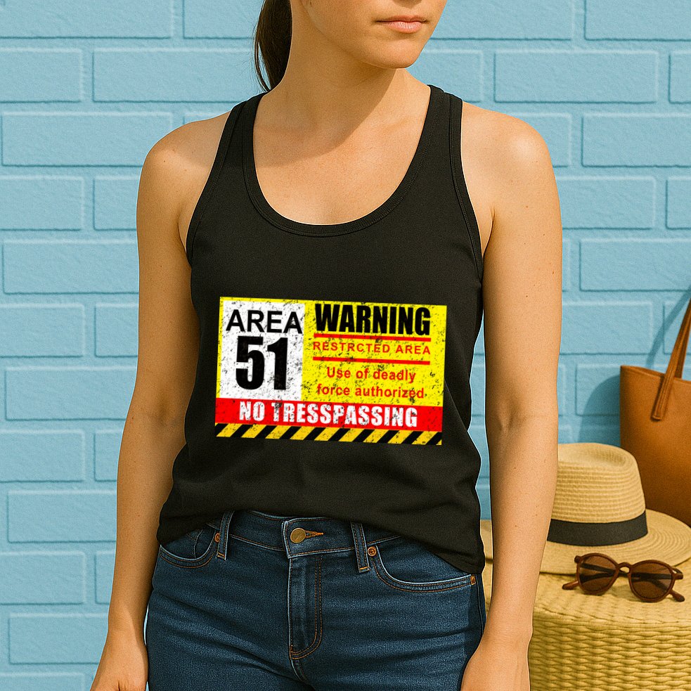 Restricted Area 51 No Trespassing Funny Womens Tank Top