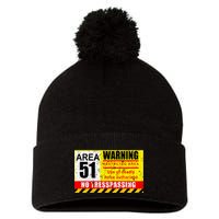 Restricted Area 51 No Trespassing Funny Pom Pom 12in Knit Beanie