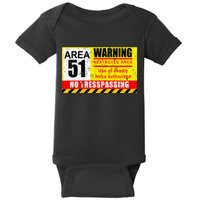 Restricted Area 51 No Trespassing Funny Baby Bodysuit