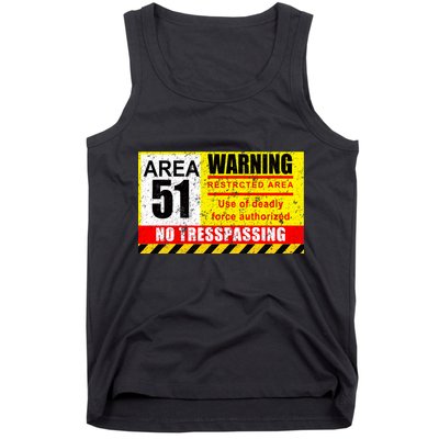 Restricted Area 51 No Trespassing Funny Tank Top