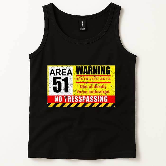 Restricted Area 51 No Trespassing Funny Tank Top