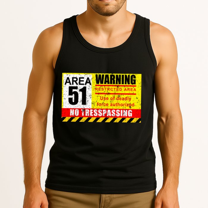Restricted Area 51 No Trespassing Funny Tank Top