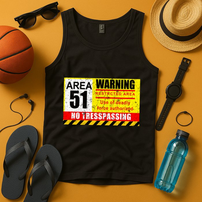 Restricted Area 51 No Trespassing Funny Tank Top