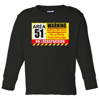 Restricted Area 51 No Trespassing Funny Toddler Long Sleeve Shirt