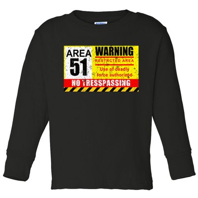 Restricted Area 51 No Trespassing Funny Toddler Long Sleeve Shirt