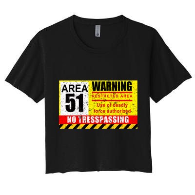 Restricted Area 51 No Trespassing Funny Crop Top