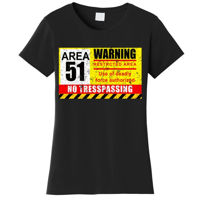 Restricted Area 51 No Trespassing Funny Women's T-Shirt