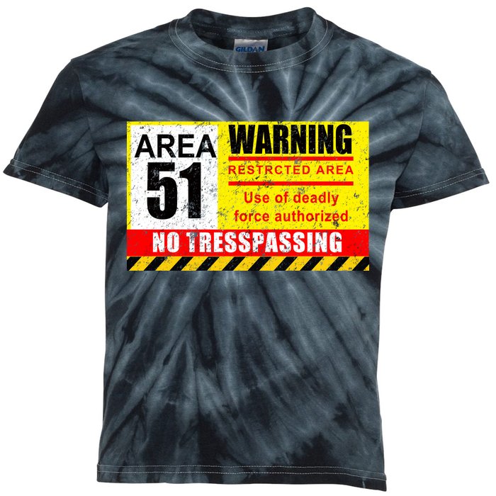 Restricted Area 51 No Trespassing Funny Kids Tie-Dye T-Shirt