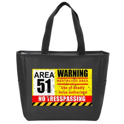 Restricted Area 51 No Trespassing Funny Zip Tote Bag