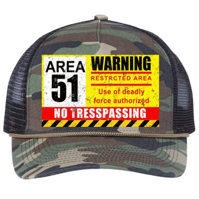 Restricted Area 51 No Trespassing Funny Retro Rope Trucker Hat Cap