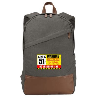 Restricted Area 51 No Trespassing Funny Cotton Canvas Backpack