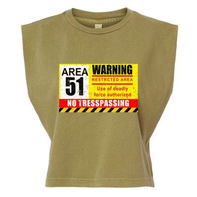 Restricted Area 51 No Trespassing Funny Garment-Dyed Women's Muscle Tee